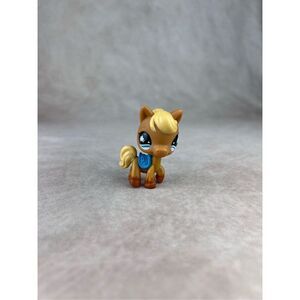 Littlest Pet Shop LPS Palomino Pony Horse Blue Saddle with Blue Flower Eyes #840
